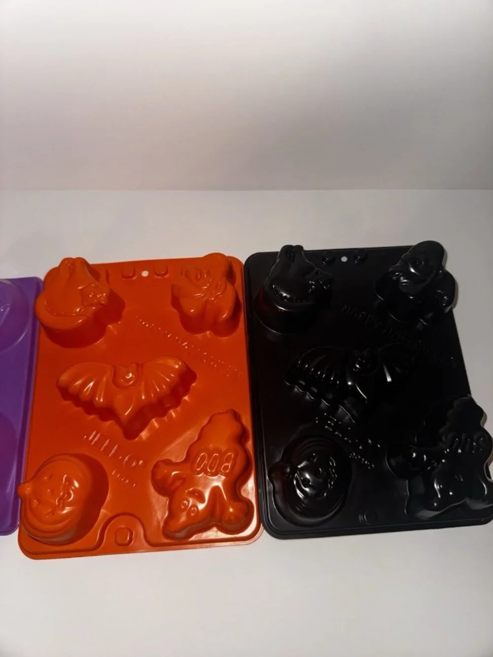 Vintage Jello Molds Halloween Jigglers Shots Cat Bat Pumpkin lot of 3